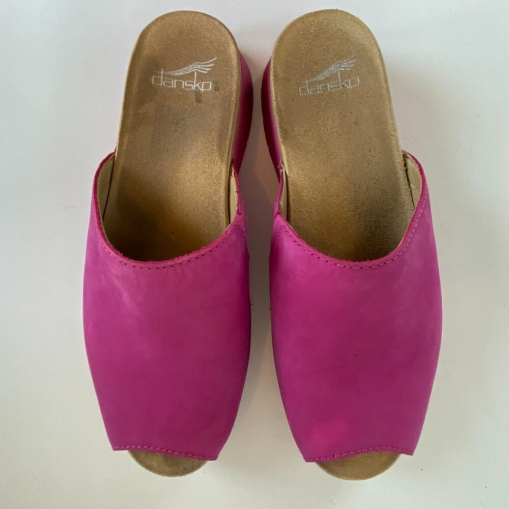 Dansko Pink Wedge Slide Shoes Sz 38